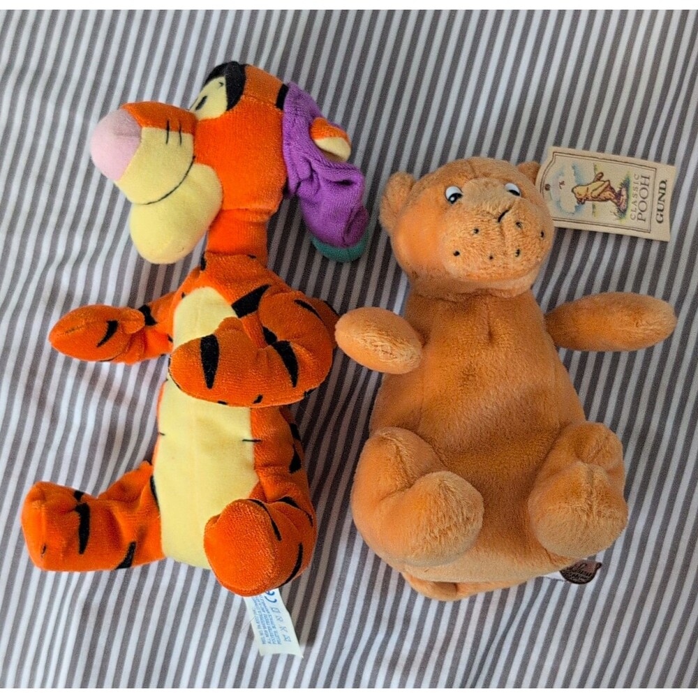 Disney Winnie the Pooh Plush Lot Tigger & Classic Pooh Small Vintage 1998
